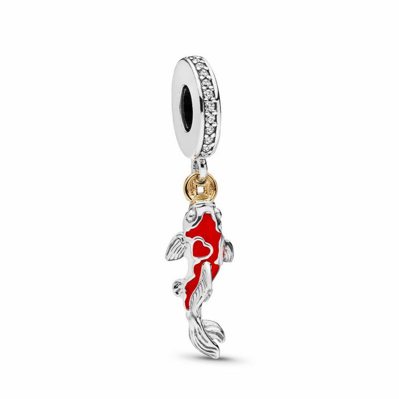 Pandora Good Fortune Carp Charm Ireland - Two Tone/Enamel/Cubic Zirconia - 674593YZB